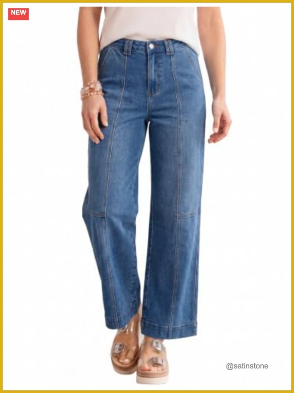 High Waisted Straight Leg Jeans with Pockets Wide Leg Casual